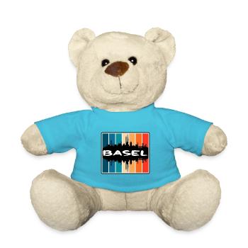 Basel Switzerland Skyline Silhouette Travel Souven - Teddy Bear - atoll blue - Front