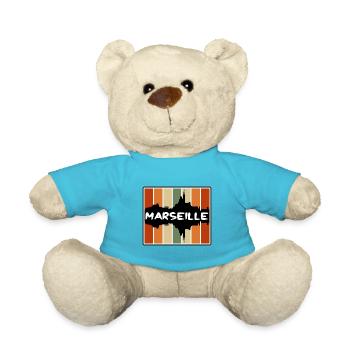 Marseille Frankreich Skyline Silhouette Reise Souveni - Teddy - Atollblau - Vorne