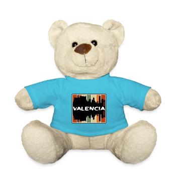 Valencia Spain Skyline Silhouette Travel Souvenir - Teddy Bear - atoll blue - Front