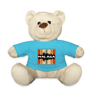 Malaga Spain Skyline Silhouette Travel Souvenir - Teddy Bear - atoll blue - Front