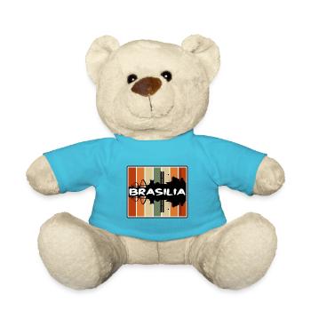 Brasilia Brazil Skyline Silhouette Travel Souvenir - Teddy Bear - atoll blue - Front