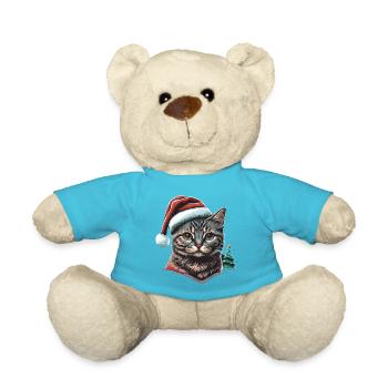 Perfekte Weihnachtskatzenillustration, das Ideal - Teddy - Atollblau - Vorne