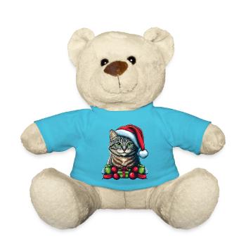 Lovely Advent cat illustration, the best Santa - Teddy Bear - atoll blue - Front