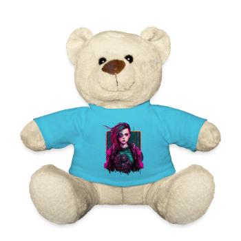 Trendige Zeichnung eines futuristischen Mädchens - Teddy - Atollblau - Vorne