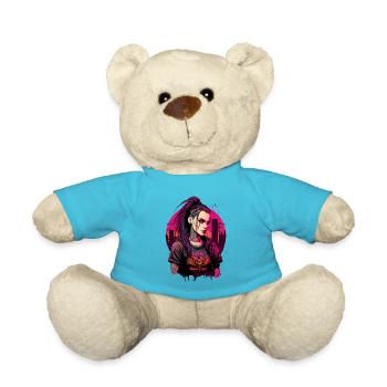 Amazing Digital Illustration of a Punk Lady - Teddy Bear - atoll blue - Front