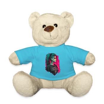 Breathtaking Digital Painting of a Punk Women - Teddy Bear - atoll blue - Front