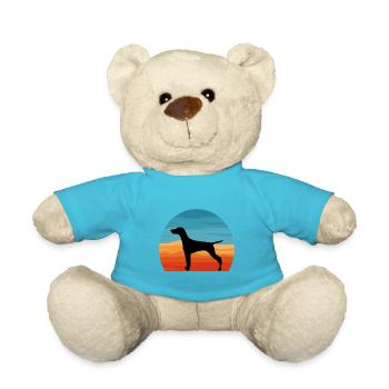 Vizsla Dog Lover Silhouette Vintage Sunset - Nounours - bleu outremer - Devant