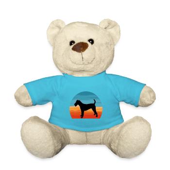 Irish Terrier Dog Lover Silhouette Vintage Sunset - Teddy Bear - atoll blue - Front