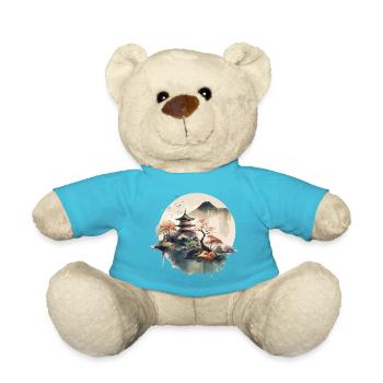 Traditionelle japanische Holzschnittkunst - Teddy - Atollblau - Vorne