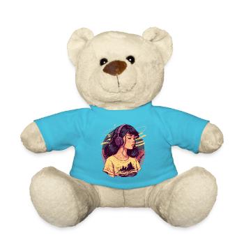 Tokyo Girl hört Chill Beats - Teddy - Atollblau - Vorne