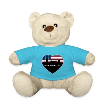 Oklahoma City USA Flagge Skyline Reise Souvenir - Teddy - Atollblau - Vorne