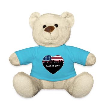 Kansas City Missouri USA Flagge Skyline Reisen Souve - Teddy - Atollblau - Vorne