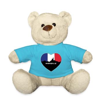 Marseille Frankreich Flagge Skyline Reise Souvenir - Teddy - Atollblau - Vorne