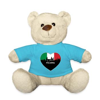 Palermo Italy Flag Skyline Travel Souvenir - Teddy Bear - atoll blue - Front