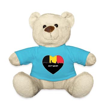 Souvenir de voyage d'horizon de drapeau de la Belgique d'Anvers - Nounours - bleu outremer - Devant