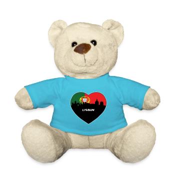 Lisbon Portugal Flag Skyline Travel Souvenir - Teddy Bear - atoll blue - Front