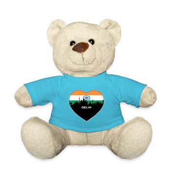 Delhi India Flag Skyline Travel Souvenir - Teddy Bear - atoll blue - Front
