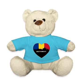 Bucharest Romania Flag Skyline Travel Souvenir - Teddy Bear - atoll blue - Front