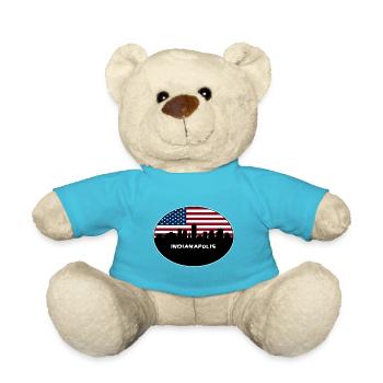 Indianapolis Indiana USA Flagge Skyline Reisen Souve - Teddy - Atollblau - Vorne