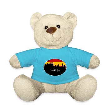 Valencia Spain Flag Skyline Silhouette Travel - Teddy Bear - atoll blue - Front