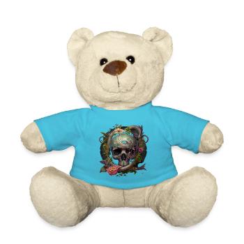 Totenkopf - Blumen ∞ Skull Floral Design - Teddy - Atollblau - Vorne