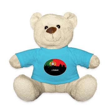 Lisbon Portugal Flag Skyline Silhouette Travel - Teddy Bear - atoll blue - Front