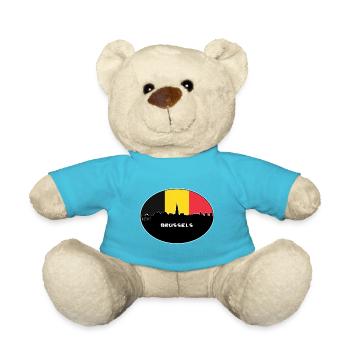 Brussels Belgium Flag Skyline Silhouette Travel - Teddy Bear - atoll blue - Front