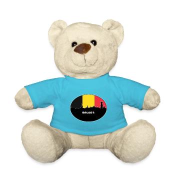 Bruges Belgique Flag Skyline Silhouette Voyage - Nounours - bleu outremer - Devant