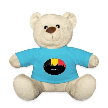 Ghent Belgium Flag Skyline Silhouette Travel - Teddy Bear - atoll blue - Front