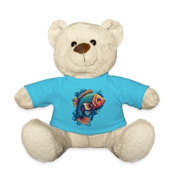 Flat Fish Illustration - Teddy Bear - atoll blue - Front