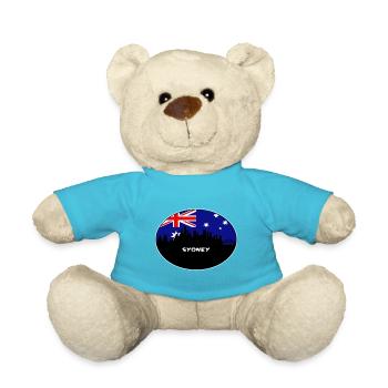 Sydney-Australien-Flaggen-Skyline-Schattenbild-Reise - Teddy - Atollblau - Vorne