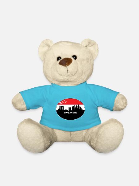singapour, singapour, drapeau, horizon, silhouette, voyage - Nounours - bleu outremer