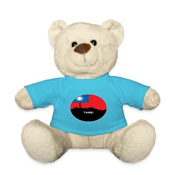 Taipei Taiwan Flag Skyline Silhouette Travel - Teddy Bear - atoll blue - Front