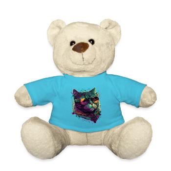 Futuristic Cat - Teddy Bear - atoll blue - Front