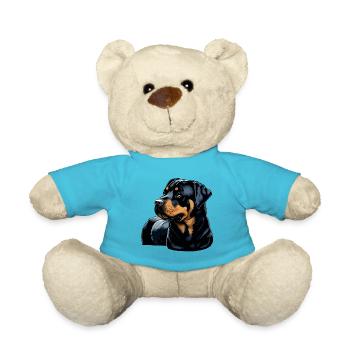 Mignon Rottweiler Dog Breed Head Cartoon - Nounours - bleu outremer - Devant