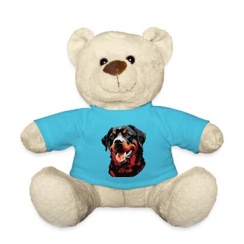 Mignon Rottweiler Dog Breed Head Cartoon - Nounours - bleu outremer - Devant