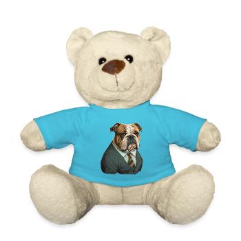 Seitenansicht Bulldogge im Anzug - Teddy - Atollblau - Vorne