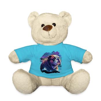 Bulldog on Water - Teddy Bear - atoll blue - Front