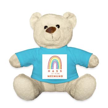 Regenbogen Hass ist keine Meinung BW - Teddy - Atollblau - Vorne