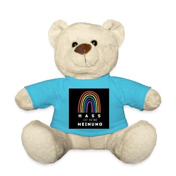 Regenbogen Hass ist keine Meinung BS 2 - Teddy - Atollblau - Vorne