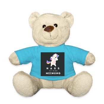 Einhorn Hass ist keine Meinung BDG - Teddy - Atollblau - Vorne