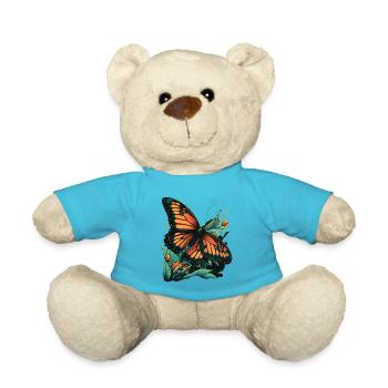 Butterfly Loves Flowers - Teddy Bear - atoll blue - Front
