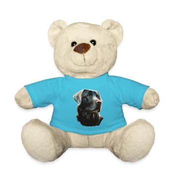 Labrador Retriever auf glühenden Lichtern - Teddy - Atollblau - Vorne