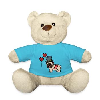 Pug Children School Birthday Gift Dogs - Teddy Bear - atoll blue - Front