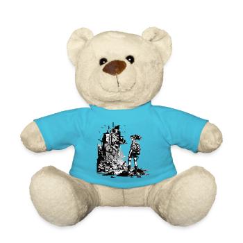 Manga Sci-Fi World in 8 bit and black and white - Teddy Bear - atoll blue - Front