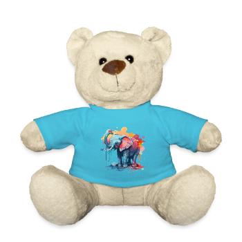 Aquarell Elefanten Baby - Teddy - Atollblau - Vorne