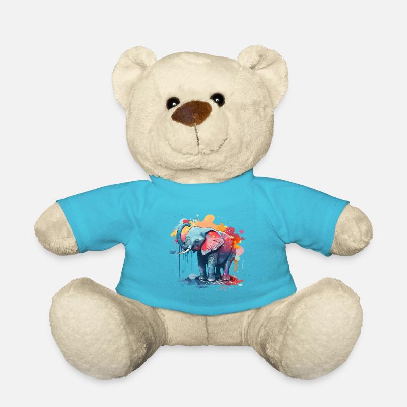 Aquarell Elefanten Baby - Teddy - Atollblau