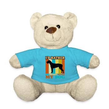 American Foxhound Hund Love Silhouette Retro Sunset - Teddy - Atollblau - Vorne