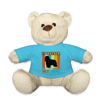 Briard Dog Lover Silhouette Vintage Sunset - Teddy Bear - atoll blue - Front
