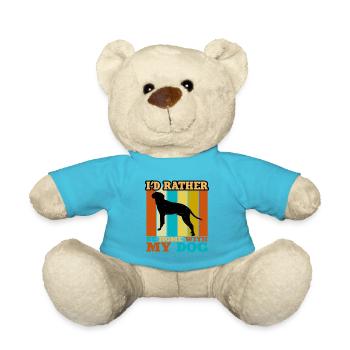 Braque Saint Germain Dog Silhouette Retro Sunset - Teddy Bear - atoll blue - Front